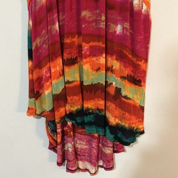 Cupio Vibrant Watercolor Open Tie Back Tank Top Tunic L - Picture 3 of 9